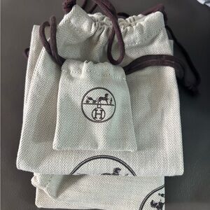 “Hermès Dust Bags Lot 4 Authentic Beige Drawstring Storage Pouches